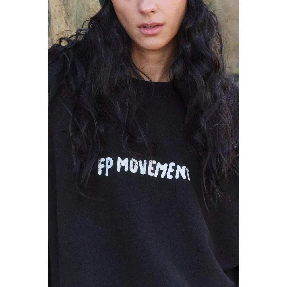 Free People FP Movement All Star Embroidered Pullover Sweatshirt Top S 289503